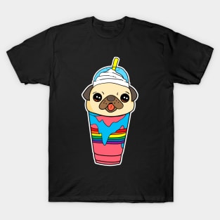 Cute & Funny Pug Puppy Dog In Smoothie Drink T-Shirt